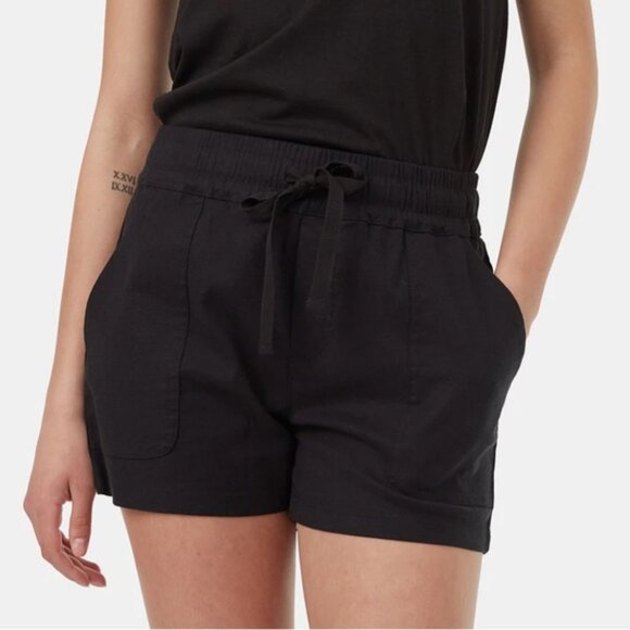 TENTREE Organic Cotton & Hemp Instow Shorts Pull-On Hi-Rise Blk Women Small x 3" - Picture 2 of 13